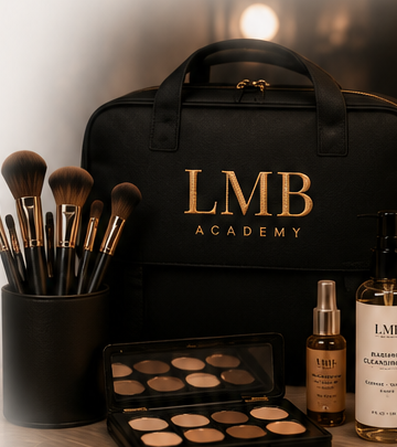 LMB Academy kit with brush set and palettes on a dark surface