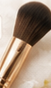 Makeup brush with soft floral detail.