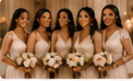 Bridal party bouquet moment