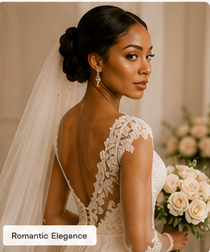 Elegant bride looking over her shoulder
