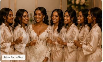 Bride smiling with her bridal party