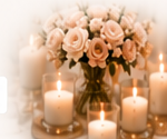 Candles and blush florals