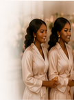 Bridal party in champagne robes