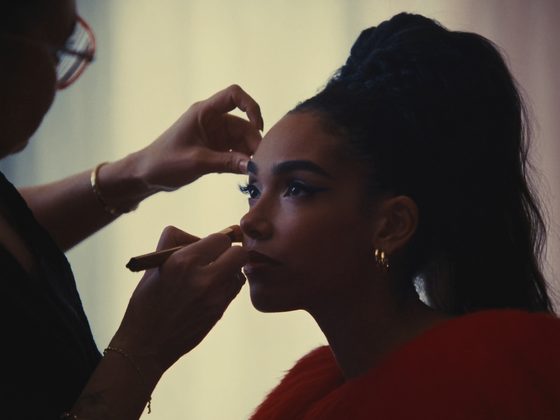 Makeup application on location