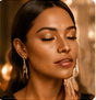 Soft glam makeup result on an LMB client
