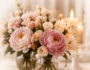 Floral arrangement with candles
